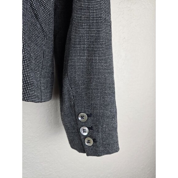 Liz Claiborne Vintage 90s Houndstooth Wool Double-Breasted Cropped Blazer - Picture 5 of 10